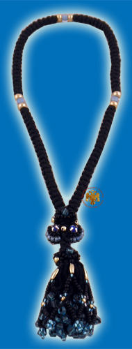 Praying Rope Russian Style 100 knots Black With Blue Beads